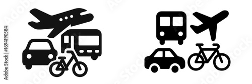 Various modes of transportation included in urban travel options showcasing diversity in commuting methods