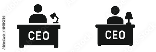 Comparison of two CEO office setups highlighting different desk lamp choices and workspace aesthetics