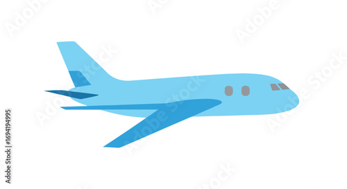 Minimalistic light blue airplane illustration against a stark white background ideal for aviation content, 90s graphic design aesthetic