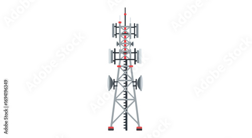 Stylized Illustration of a Telecommunications Tower Against a Plain White Backdrop
