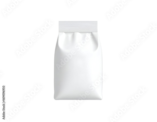 Blank White Stand-up Pouch Packaging with Zipper Isolated on Black Background for Product Mockup