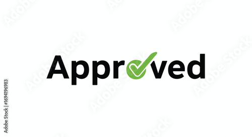 Graphic representation conveying 'approved' status with a green checkmark emblem, signaling positive endorsement and acceptance on white background