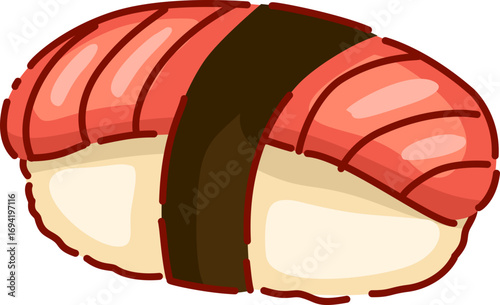 Cartoon Illustration of Tuna Nigiri Sushi
