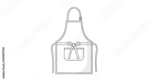 Minimalist illustration of a kitchen apron with pocket and tied bow for cooking protection and cleanliness and hygiene in a stylized design suitable
