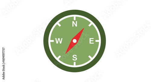 Simplified Compass Rose Illustration for Navigation and Orientation, a direction finding tool for explorers, scouts and travelers, on white background