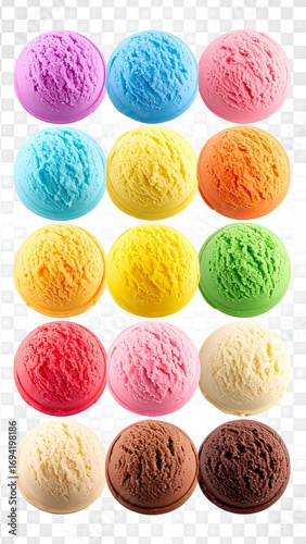 Colorful ice cream scoops