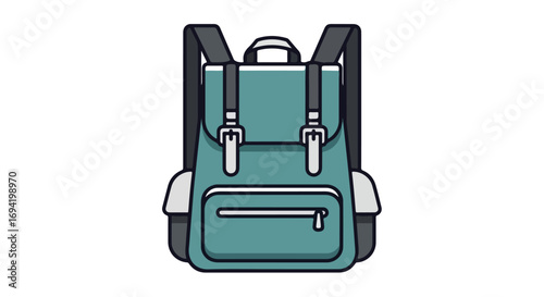 Stylized rucksack illustration with adjustable straps ideal for outdoor pursuits and adventures showcased in a modern design aesthetic