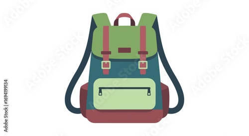 Colorful Vintage Style Backpack Illustration, Ideal for Travel and School Projects: A Classic Design 70 Characters