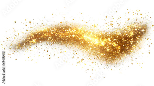 Golden shining bokeh lights with glowing particles isolated on a transparent background