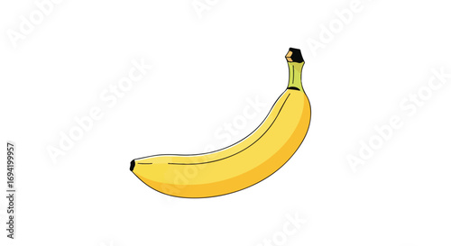 Vibrant Banana Illustration: A Single Yellow Fruit on a Clean White Backdrop Showcasing its Curves and Form in Simple Design