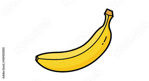 Vibrant banana illustration with bold outlines showcasing simple deliciousness for healthy lifestyle promoting visual communication