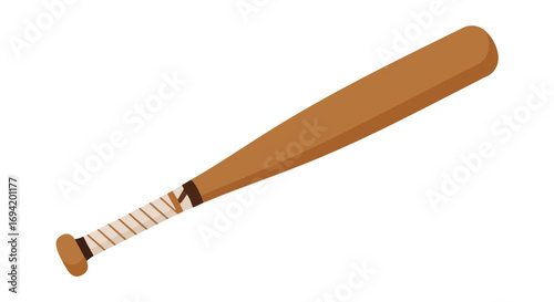 Digital Illustration of a Classic Wooden Baseball Bat with Grip and Rounded End for Sporting Design 67 characters