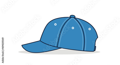 Blue cap graphic illustration on a white background conveying a modern and sporty style element for apparel design and accessories projects