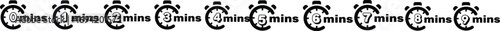 Vector icon set of timers and clocks isolated on a white background. Stopwatch, fast time, and countdown symbols. Chronometer and time management graphic elements for design.
