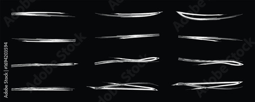 grunge lines underline hand drawn highlighting elements. rough brush stripes, doodle scribbles vector