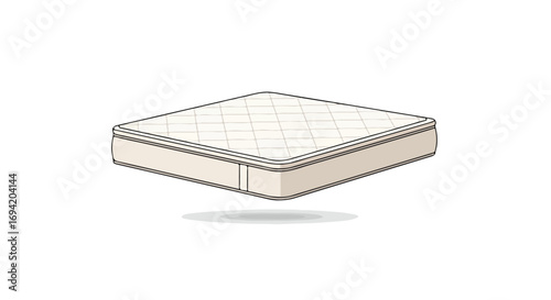 Stylized mattress illustration showcasing sleeping comfort and modern bedroom furnishing for relaxing rest, ideal for bedding promotion and home