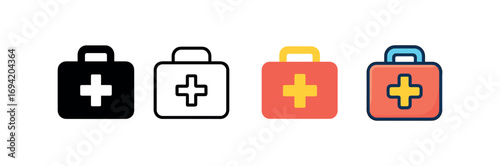 Vector icon first kit same pose same proportions four styles black solid glyph outline minimal flat multicolor filled cartoon flat shaded.