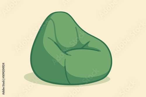 Vector Illustration of a Green Bean Bag Chair
