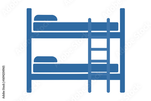 Vector Illustration of a Minimalist Blue Bunk Bed with Ladder