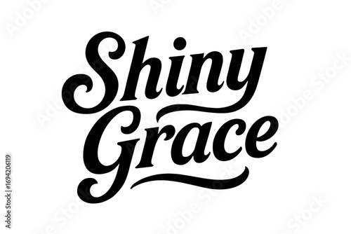 Shiny Grace bold vintage calligraphy smooth curves balanced composition clear readable letters consistent style none horizontal balanced layout clean white background vector look high.