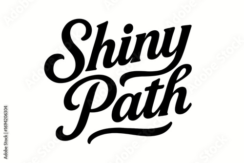 Shiny Path bold vintage calligraphy smooth curves balanced composition clear readable letters consistent style none none clean white background vector look high contrast no extra objects no.