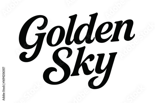 Golden Sky bold vintage calligraphy smooth curves balanced composition clear readable letters consistent style none none clean white background vector look high contrast no extra objects no.