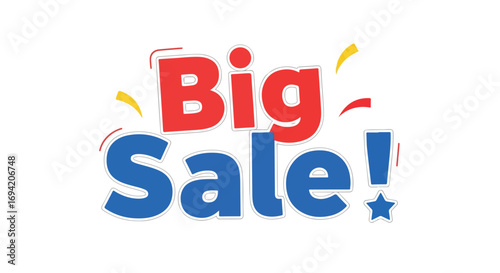 Eye-Catching Big Sale Announcement with Playful Typography and Star Accent, Advertising Discount Offer in Retail Promotion, Seasonal Sale Event