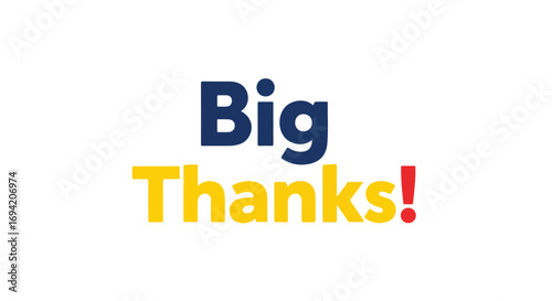 Vibrant expression of profound gratitude with bold lettering against a pristine white canvas space