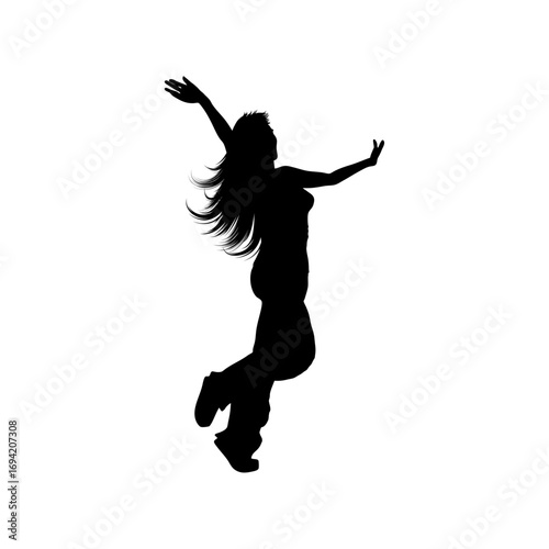 silhouette of a young woman jumping