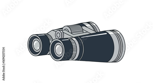 Illustration of binoculars, a tool for magnification, used for viewing distant objects effectively on white background