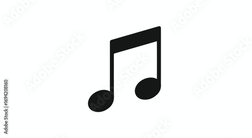 Isolated black music note icon on a white background conveying rhythm and artistic expression through a simple graphic element commonly used in