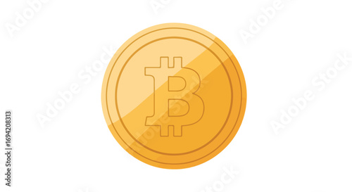 Illustration of digital currency with the bitcoin symbol against a stark white background showcasing digital asset technology and design