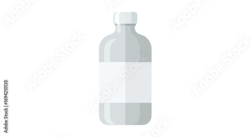 Simple gray bottle illustration with blank label offering versatile utility across various medical or industrial applications