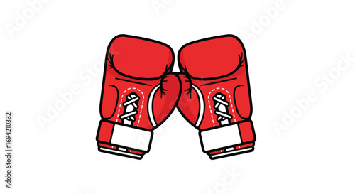 Clash of Red Titans: A Dynamic Boxing Gloves Illustration Depicting Power and Strength in Minimalist Style