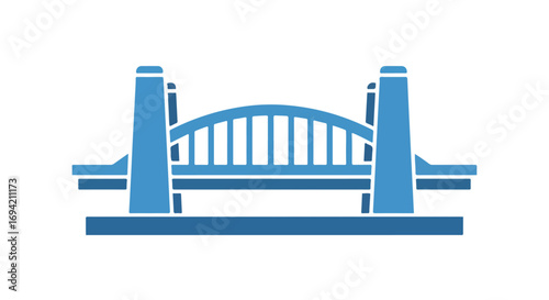 Stylized vector rendering of a blue suspension bridge architectural design illustration for digital art and creative design projects