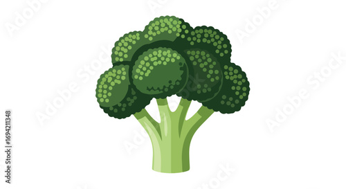 Vibrant green broccoli illustration against a stark white backdrop, portraying freshness and health for a culinary theme in food design
