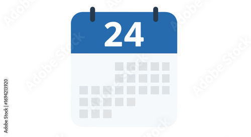 Blue stylized calendar icon depicting the 24th day, a visual representation for scheduling and planning organization concepts