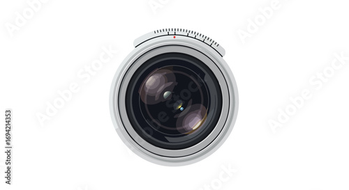 Precision optics: A clean illustration of a modern camera lens showcasing its intricate design and photographic capabilities for capturing moments