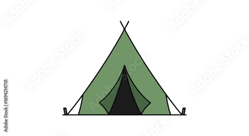 A simple flat vector illustration of a camping tent isolated on a white background scene design