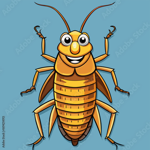 Hand drawn roach cartoon shown as simple illustration