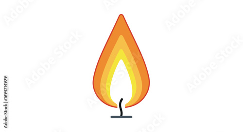 Stylized digital image of a flame with vibrant layered colors on a blank white backdrop