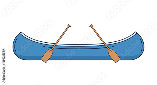 Blue canoe with paddles illustration embodying the spirit of outdoor adventure and exploration icon symbol recreation icon