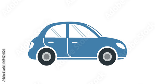Stylized representation of a compact blue car conveying minimalistic aesthetic and transportation concept illustration vector art