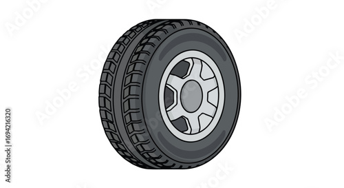 Cartoon illustration of a tire with white background perfect for educational materials and automotive design visuals