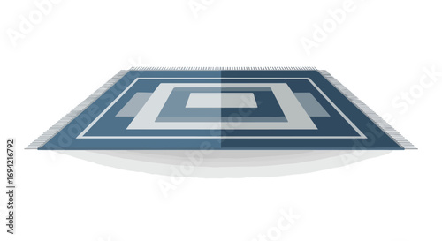 Stylized square carpet with concentric geometric patterns of varying shades on an isolated background for interior decoration element usage