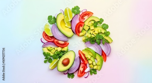 Abstract Top View of Guacamole Ingredients – Creative National Guacamole Day Design