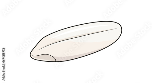 Cuttlebone Marine Illustration with Smooth Texture and Fine Detail Isolated on White Backdrop, Minimalist depiction of calcium-rich seabird treat