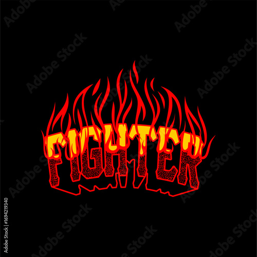 fighter fire slogan simple ve...