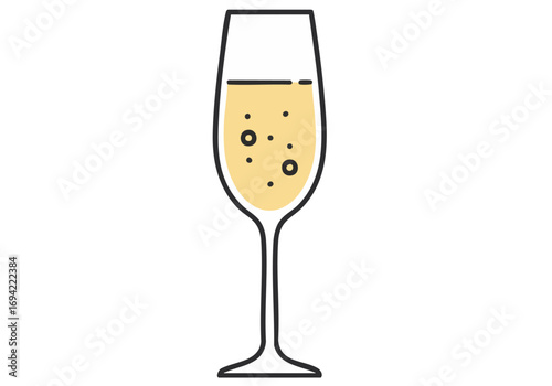 Elegant champagne flute with bubbles, set against a minimalist background. Perfect for luxury toast branding and celebratory designs. Clean, modern illustration.