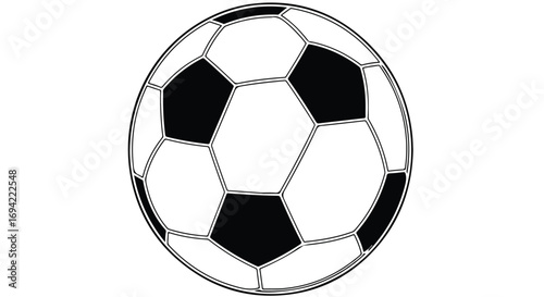 Stylized illustration of a soccer ball with classic black and white panel arrangement for sport events  iconography